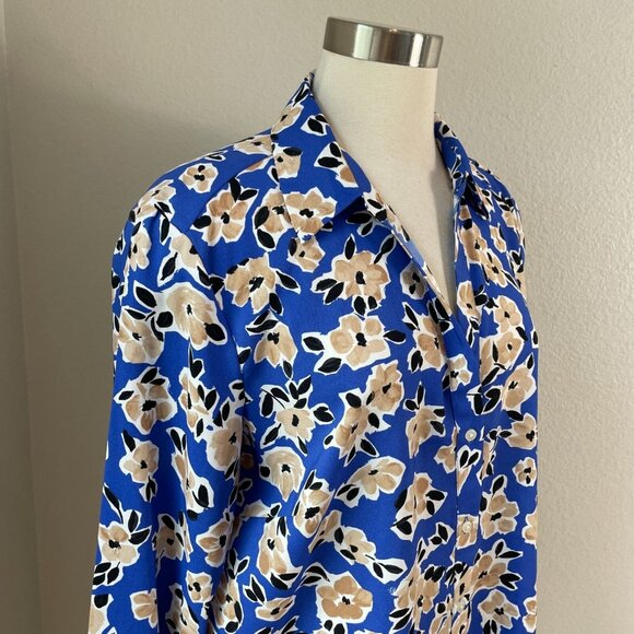 Ann Taylor Womens XL Floral Button Up Essential Shirt Long Sleeve Blouse Top - Picture 5 of 12